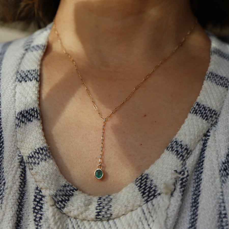 Emerald Lariat Necklace