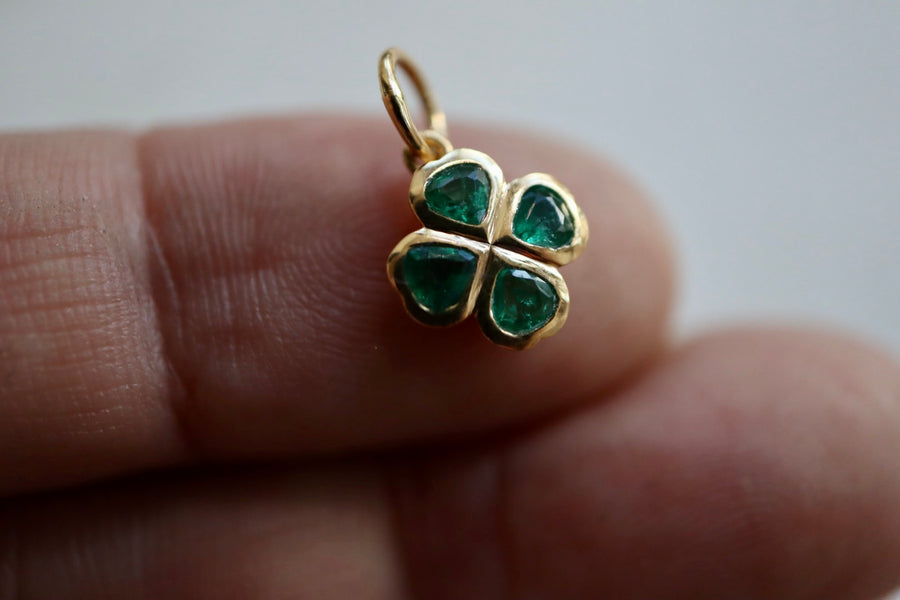 Emerald Four Leaf Clover Charm