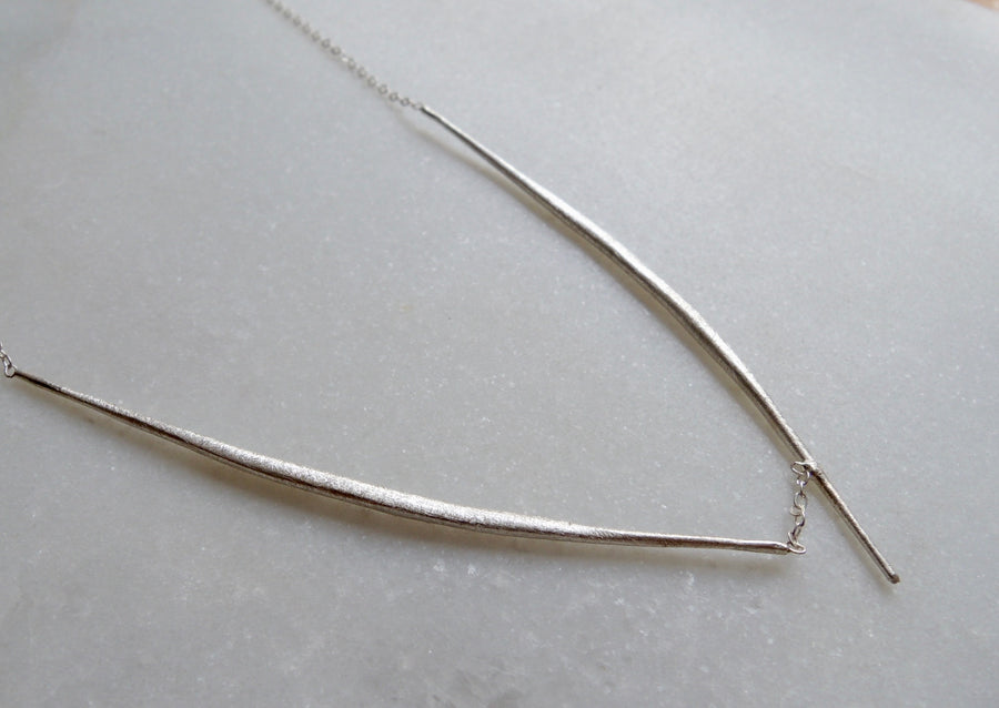 Sterling Silver Ripple V-shape Necklace