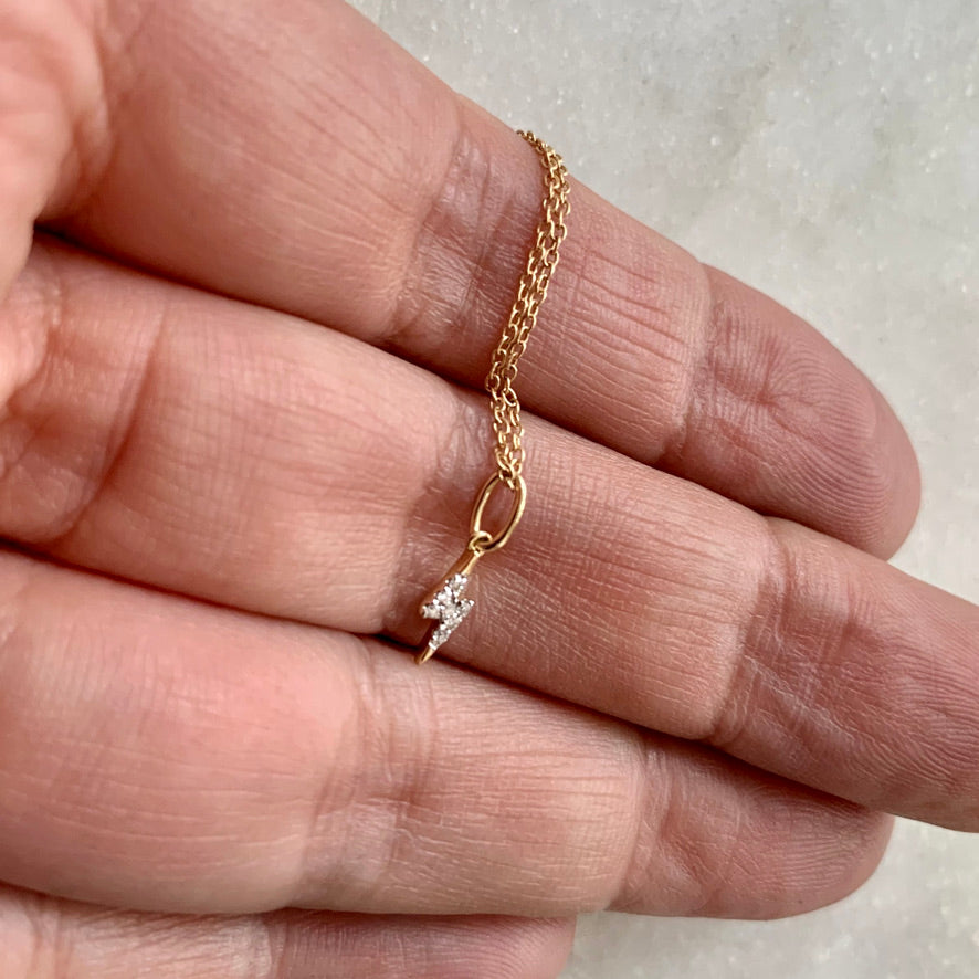 Tiny Mighty Diamond Lightning Necklace