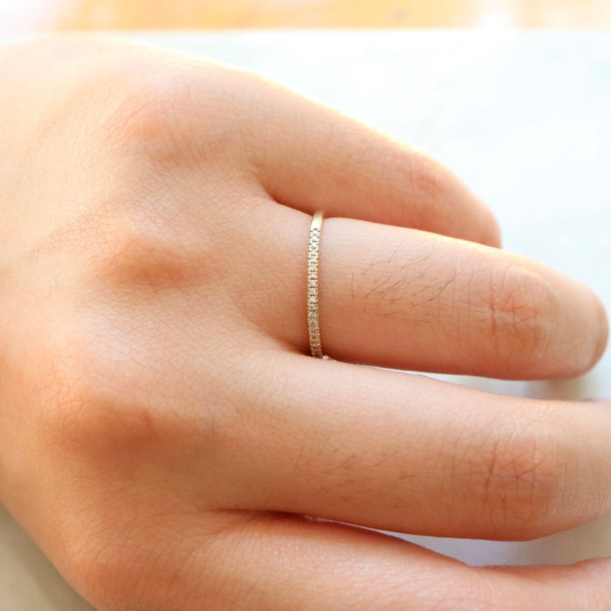 Micro Pave Half Eternity Diamond Ring