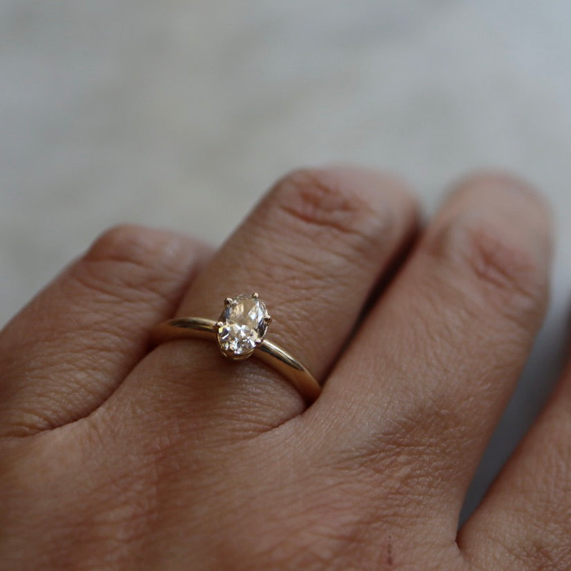 Champagne Color Oval Diamond Ring