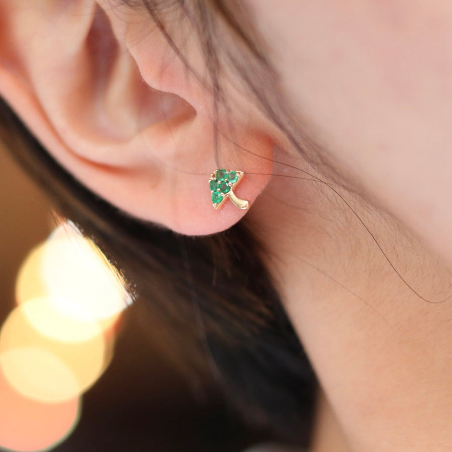 Emerald Mushroom Earrings