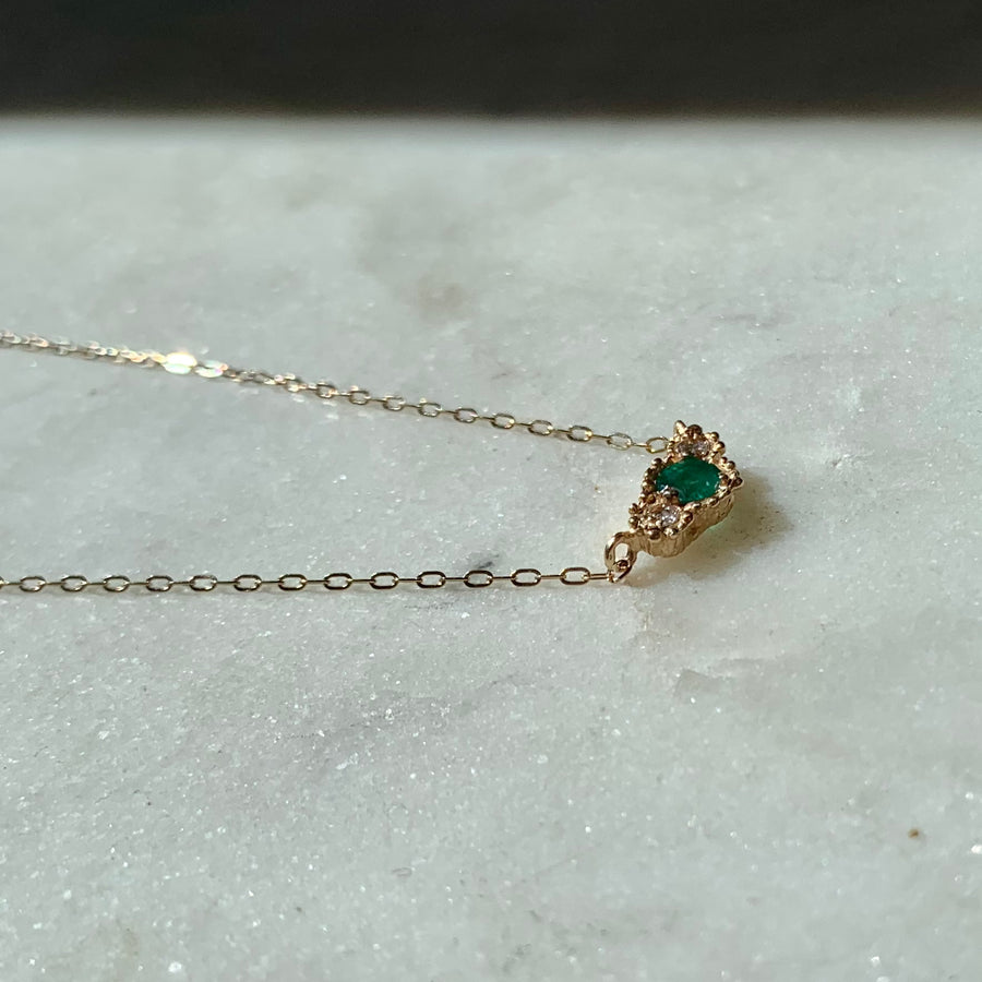 Emerald and Diamond Twinkle Necklace