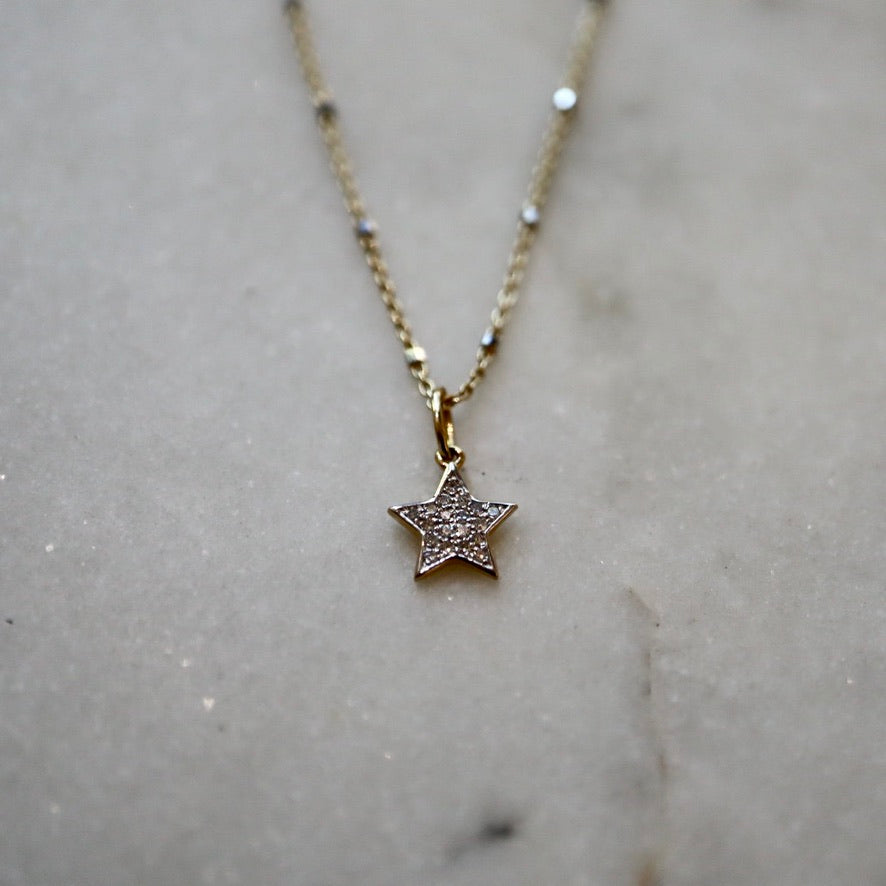 Twinkle Diamond Star Two-tone Necklace