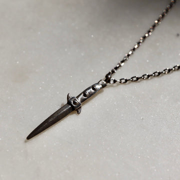Switchblade Knife Silver Necklace