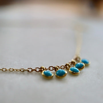 Five Turquoise Fringe Necklace