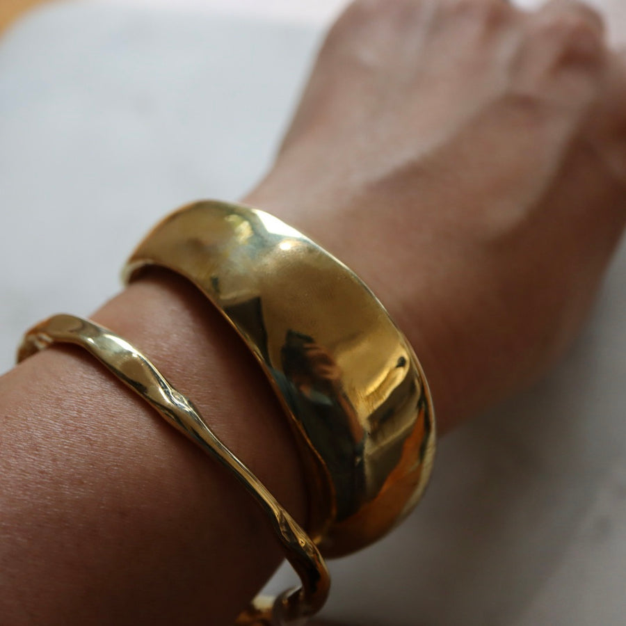 Organic Wide Ridge Cuff Bracelet