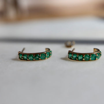 Emerald Hoop Earrings