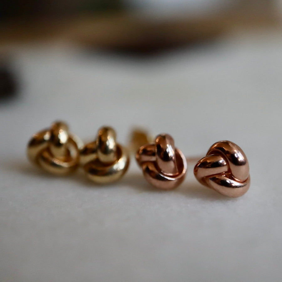 Puffed Knot Stud Earrings (yellow or rose gold)