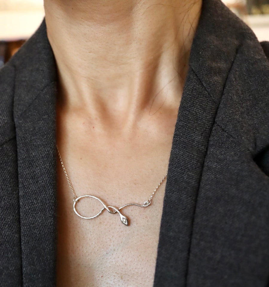Diamond Serpentine Necklace / Silver
