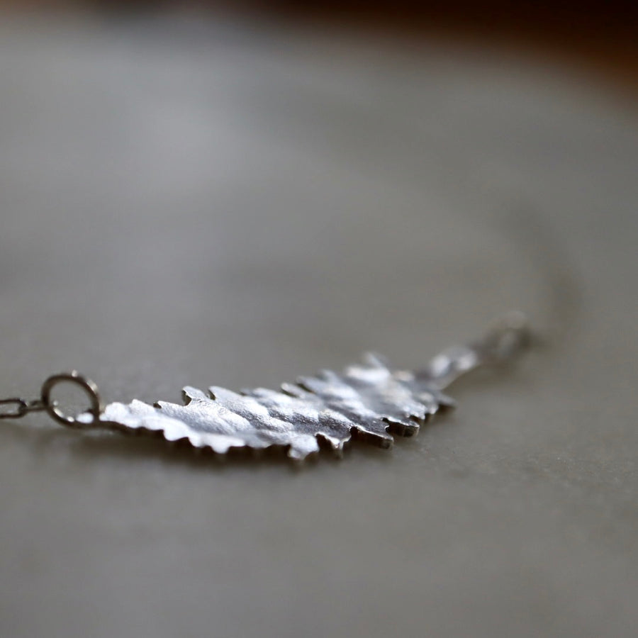 Silver Hammered Feather Necklace