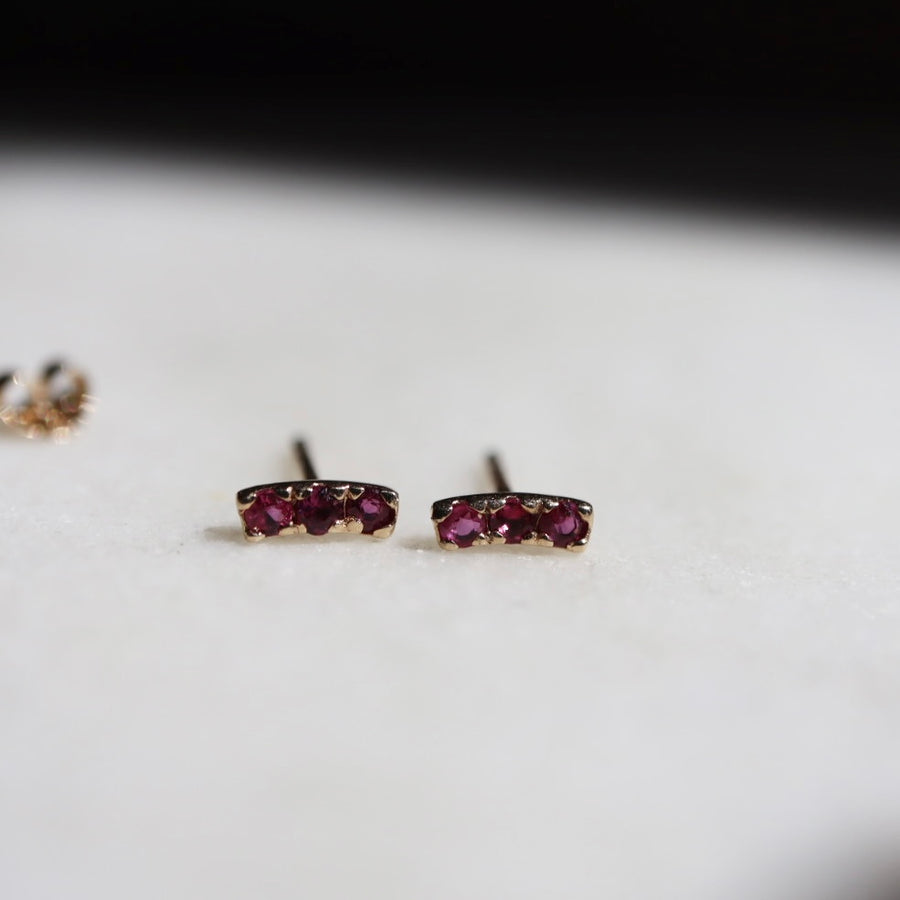 Curved Tatte Earring, Choice of Ruby, Diamond or Emerald