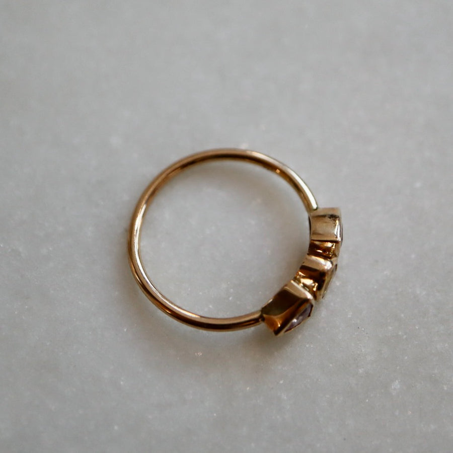Yellow-Green and Violet Sapphire Mix Ring