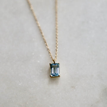 Emerald Cut Aquamarine Necklace