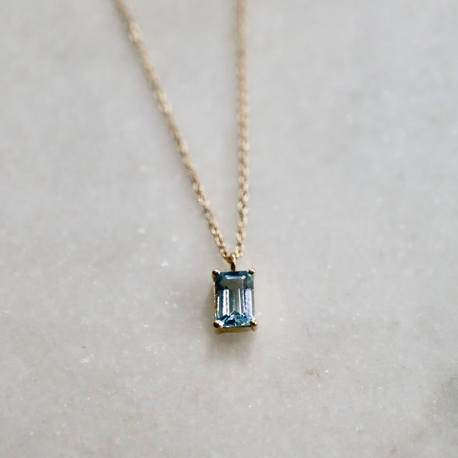 Emerald Cut Aquamarine Necklace