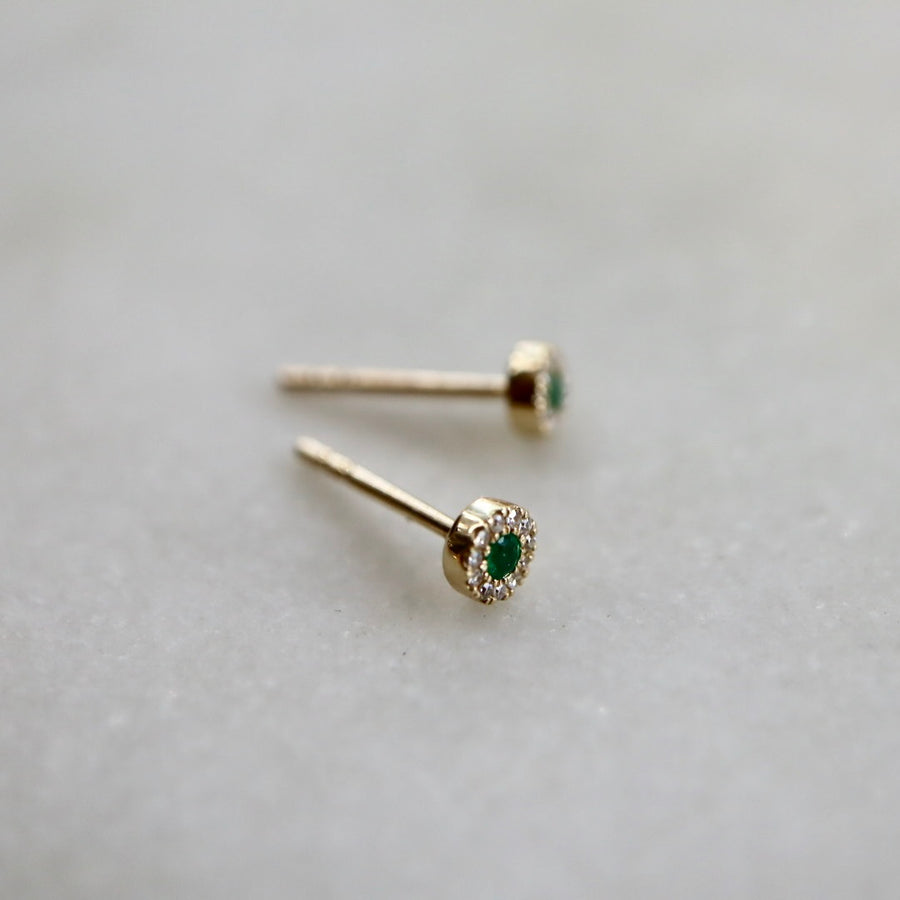 Taiyo Emerald Diamond Stud Earrings