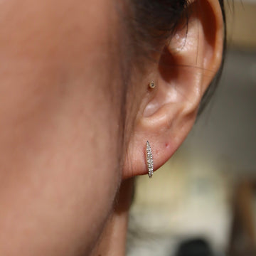 Silver Textured Diamond Tapered Bar Earrings