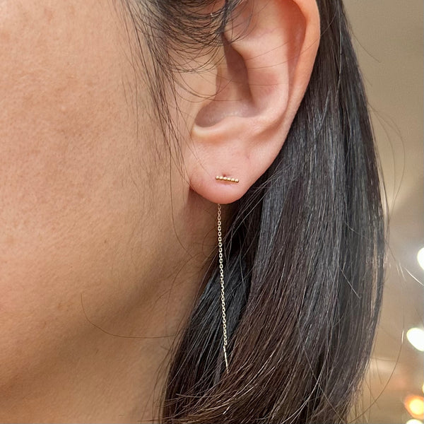Thread Through Chain Earring Dot Bar Chain Through Earrings – Written by Forest