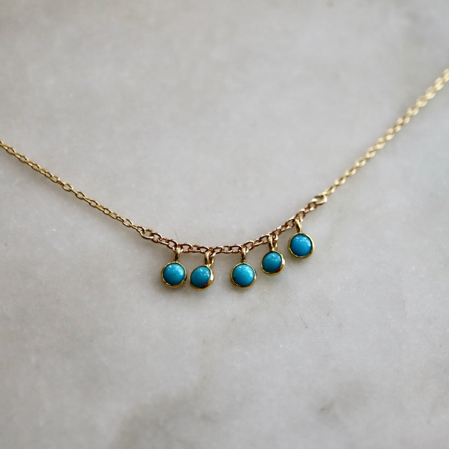 Five Turquoise Fringe Necklace