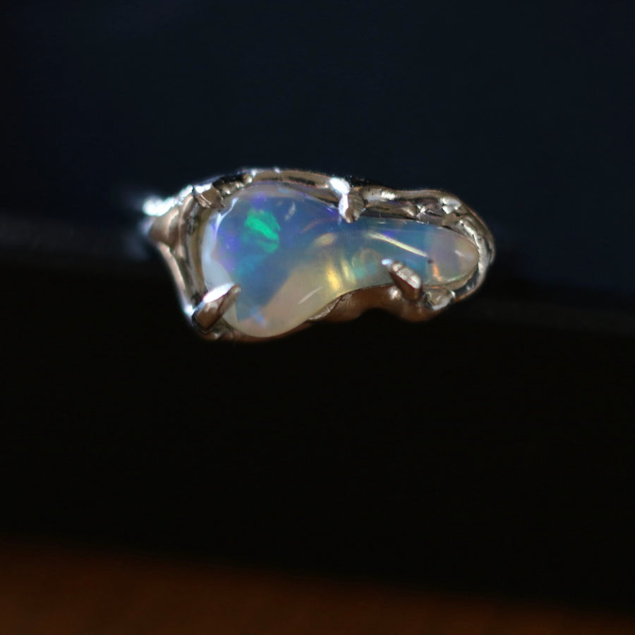 Organic Opal Ring with Platinum Band