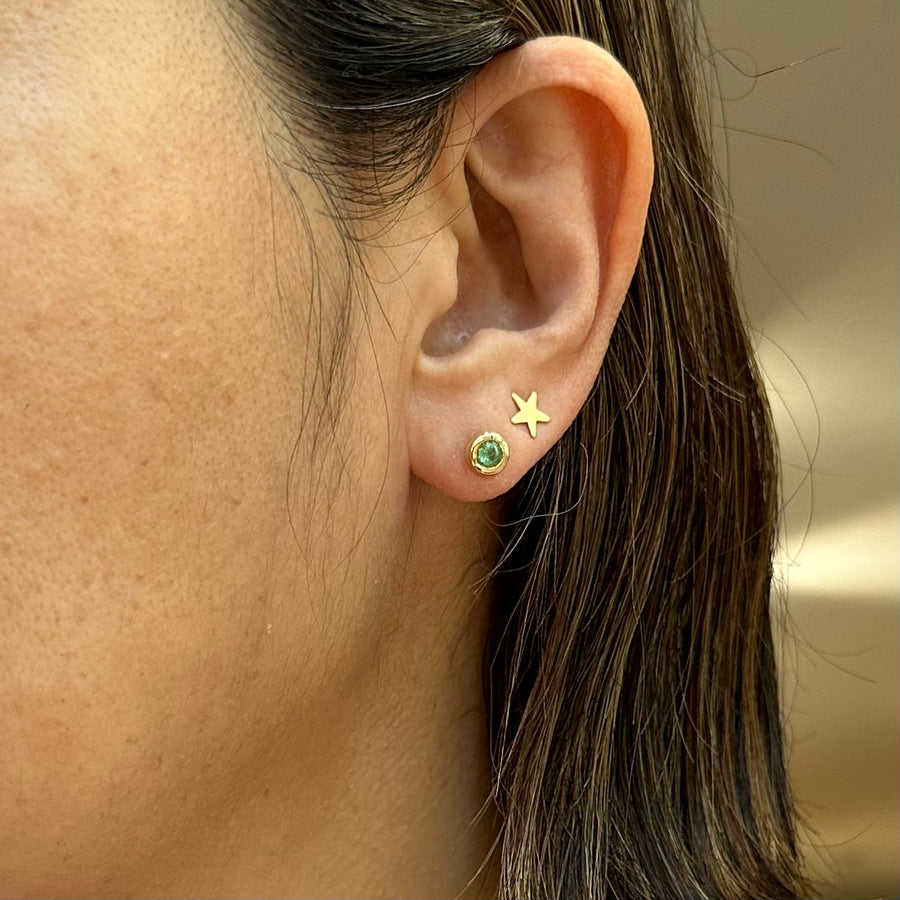 Round Emerald Stud Earrings