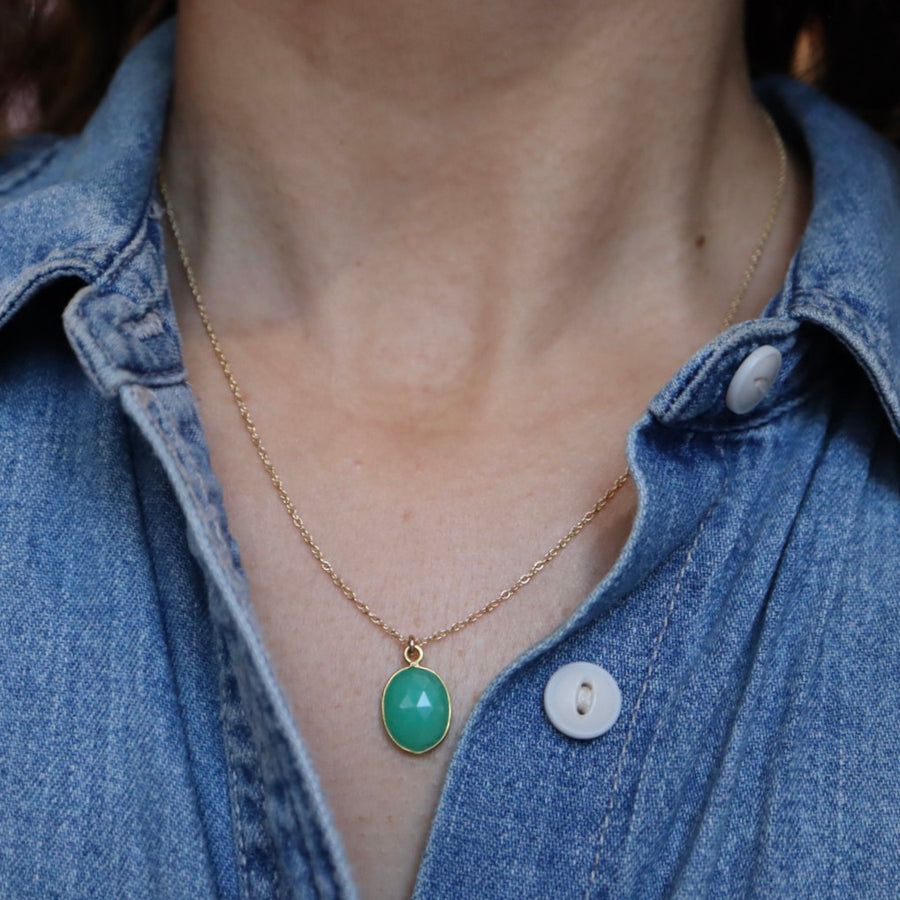 Faceted Chrysoprase Necklace