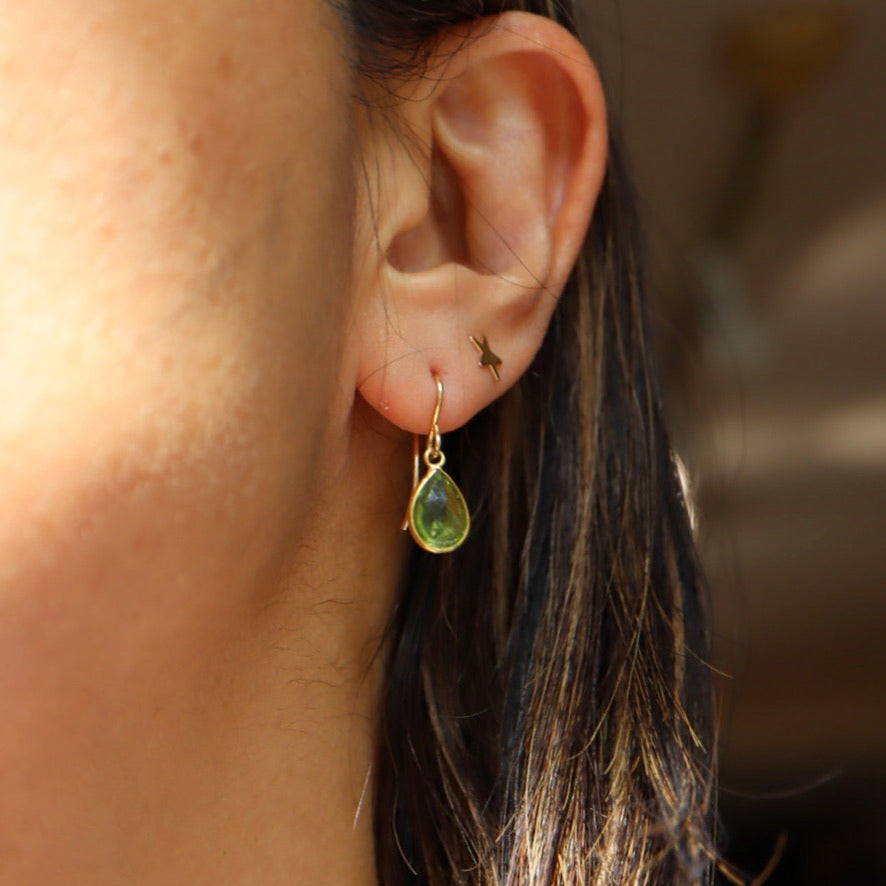 Teardrop Peridot Earrings with 14K Gold Ear Wires