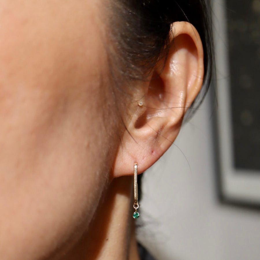 Emerald Dangling Hoop Earrings