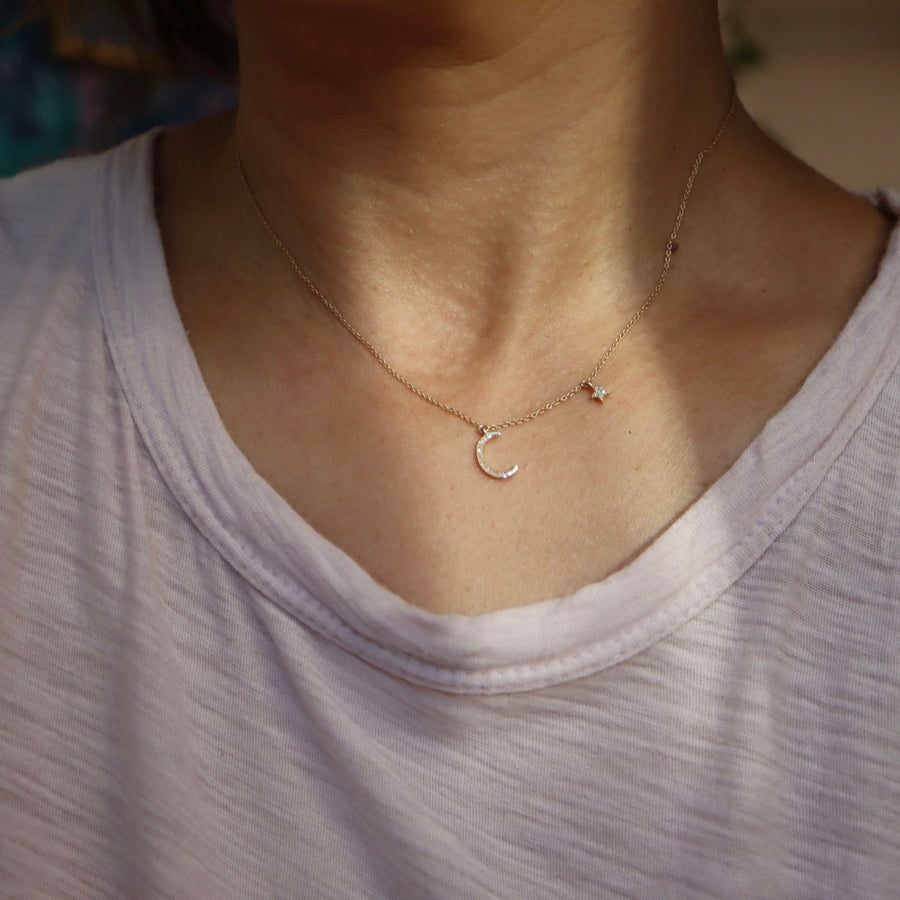 Moon and a Dangling Star necklace