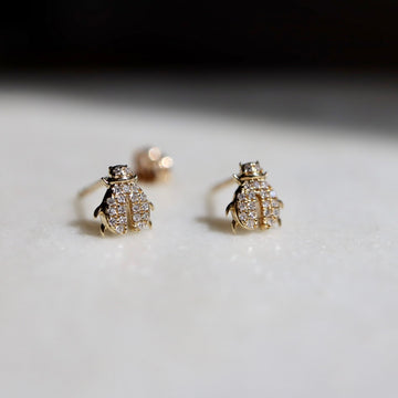 Diamond Ladybug Earrings