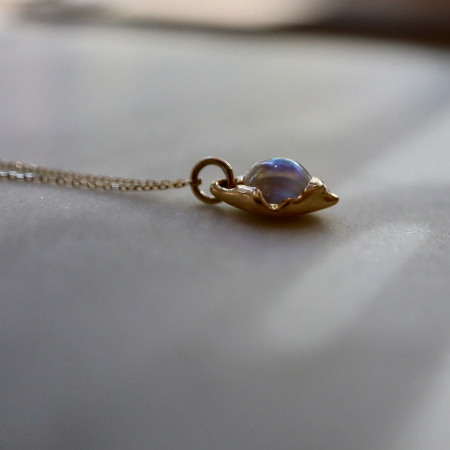 Moonstone in a Gold Blanket Necklace