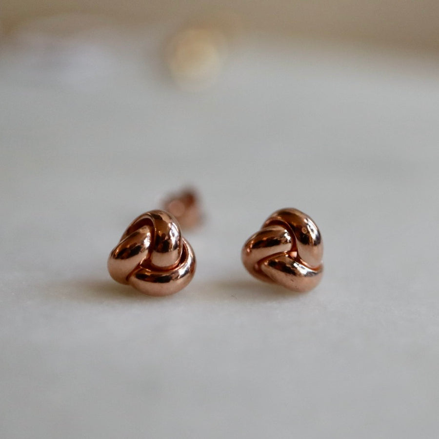 Puffed Knot Stud Earrings (yellow or rose gold)