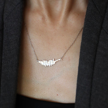 Silver Hammered Feather Necklace
