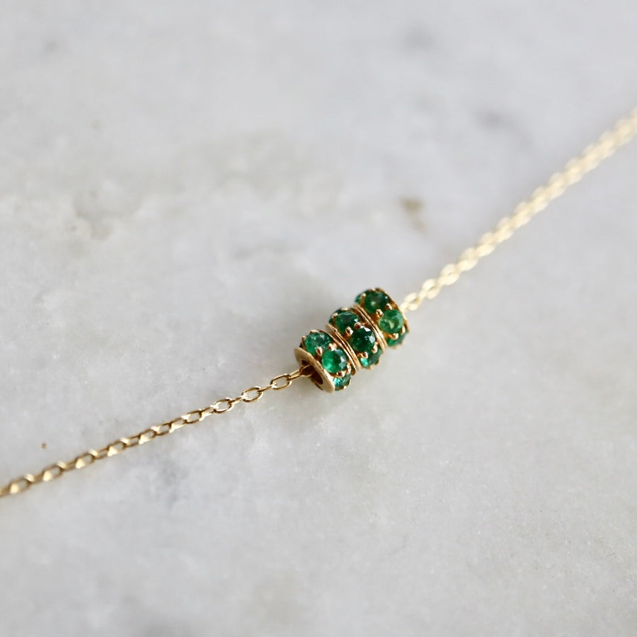 Triple Green Emerald Roundel Necklace