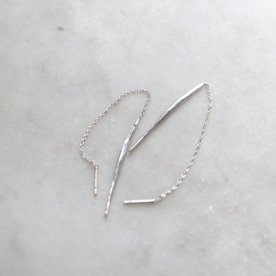 Ripple Thread Through Small Silver Earrings