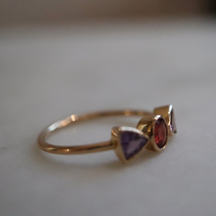Sapphire Mix Ring with Red and Violet Sapphires