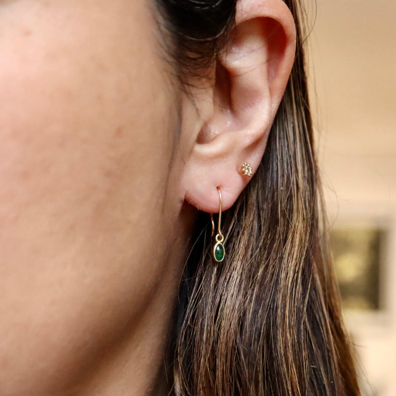 Oval Emerald Drop Earrings