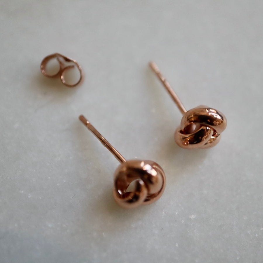 Puffed Knot Stud Earrings (yellow or rose gold)