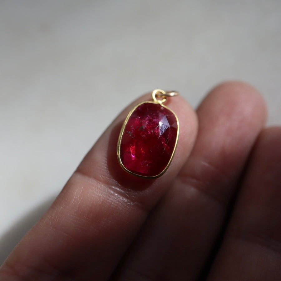 Rose-cut Rectangular Ruby Charm