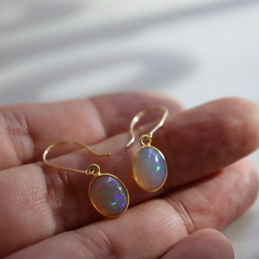 Mayonaka Oval Opal Drop Earrings