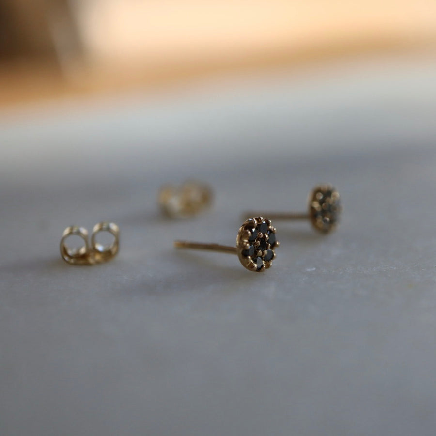 Black Diamond Bouquet Stud Earrings