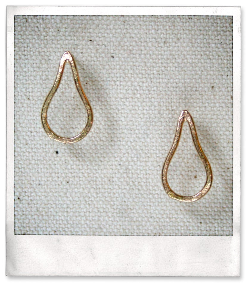 Textured Gold Teardrop Stud Earrings