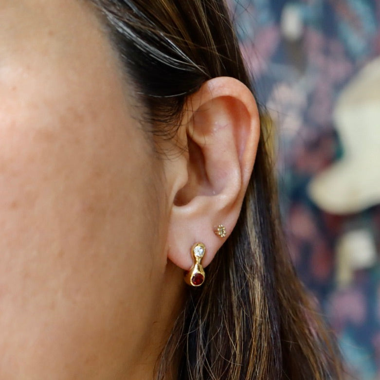 CHAMELLE Garnet and Topza Stud Earrings (Pair)
