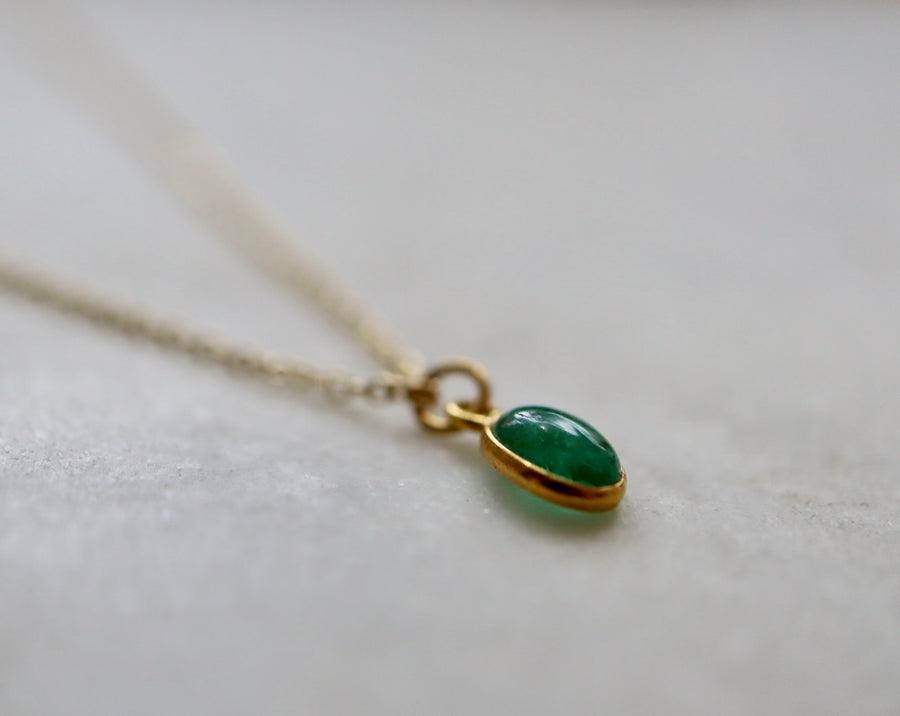 Cabochon Cut Oval Emerald Necklace