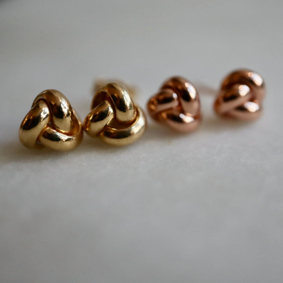 Puffed Knot Stud Earrings (yellow or rose gold)