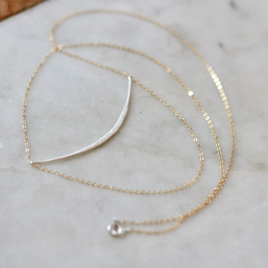 Ripple Chain Drop Chain Necklace / Silver with Gold-filled chains