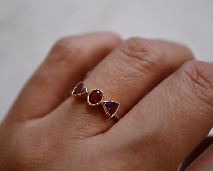 Sapphire Mix Ring with Red and Violet Sapphires