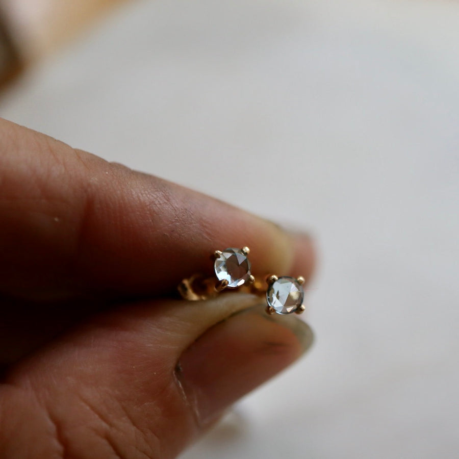 Rose-cut Blue Topaz Stud Earrings