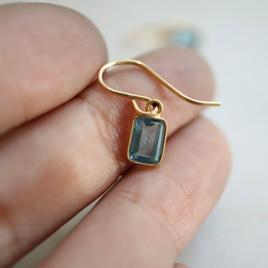 Rectangular Topaz Dangling Earrings 18K Gold